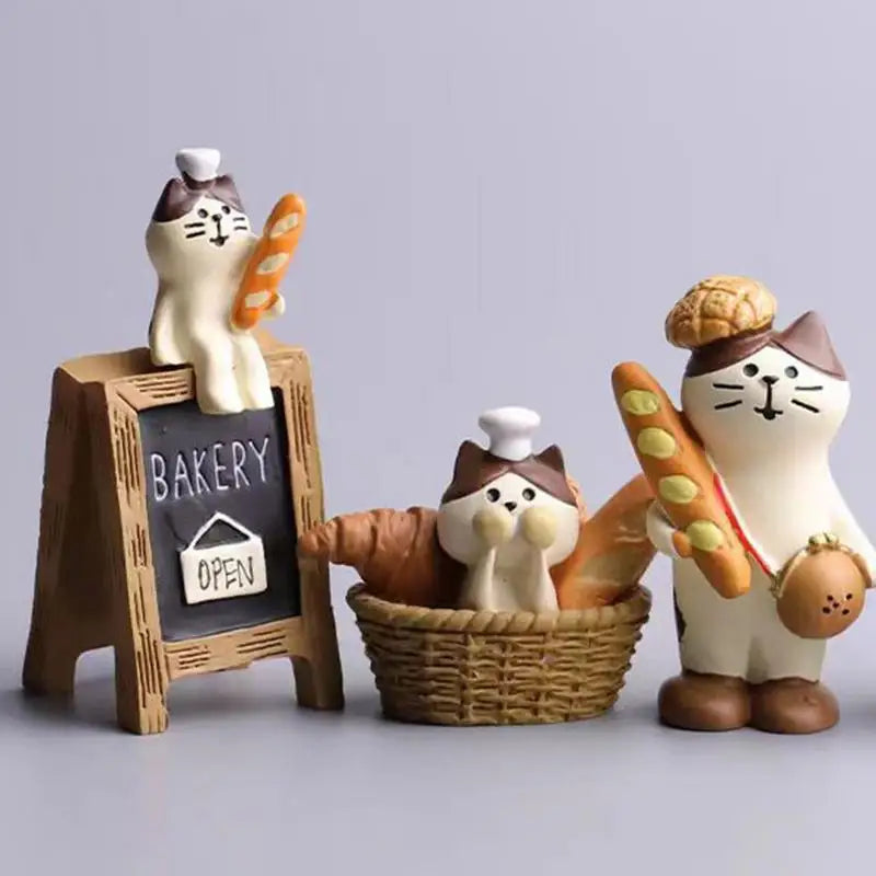 Tiny Baking Cat Figurines