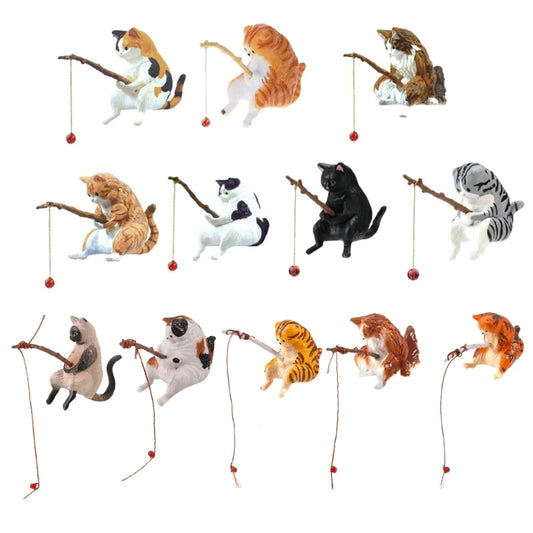 Tiny Fishing Cat Figurine Set – Sets of 5, 7, or 12 Cats